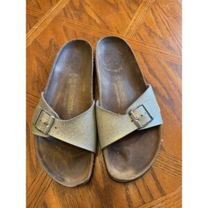 Birkenstock Madrid Silver Leather Sandals size 40 US Women's 9 -9.5